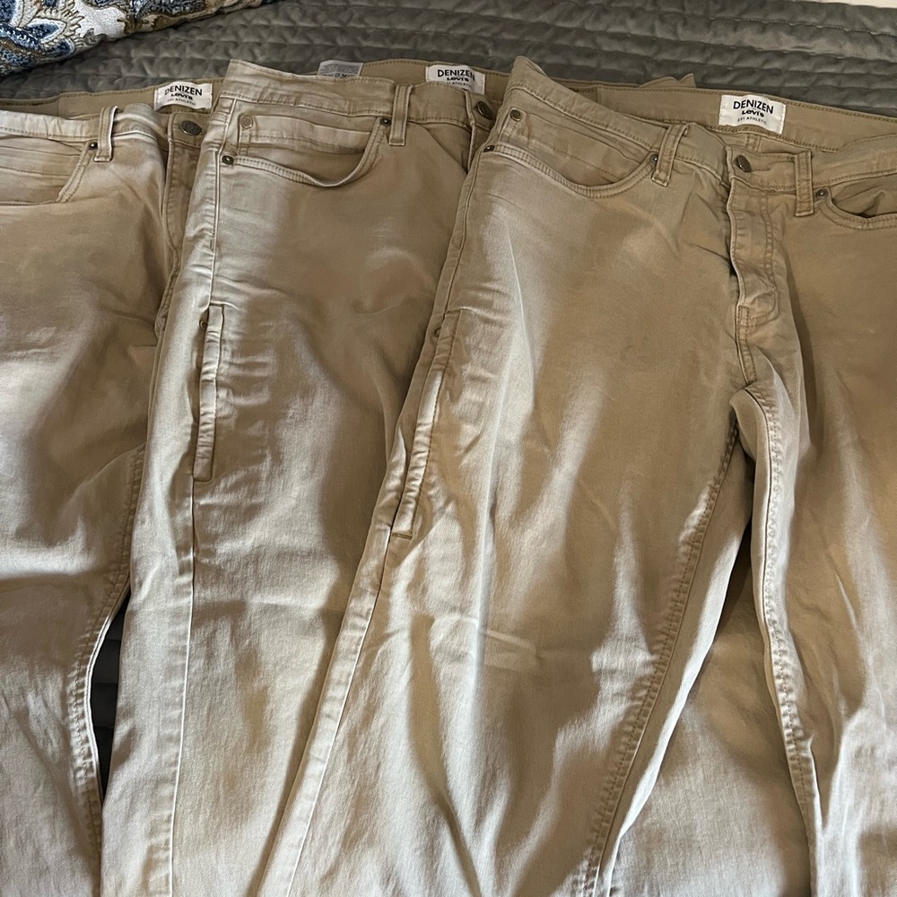 Lot of 3 Levi Denizen 231. athletic Men's Tan Jeans